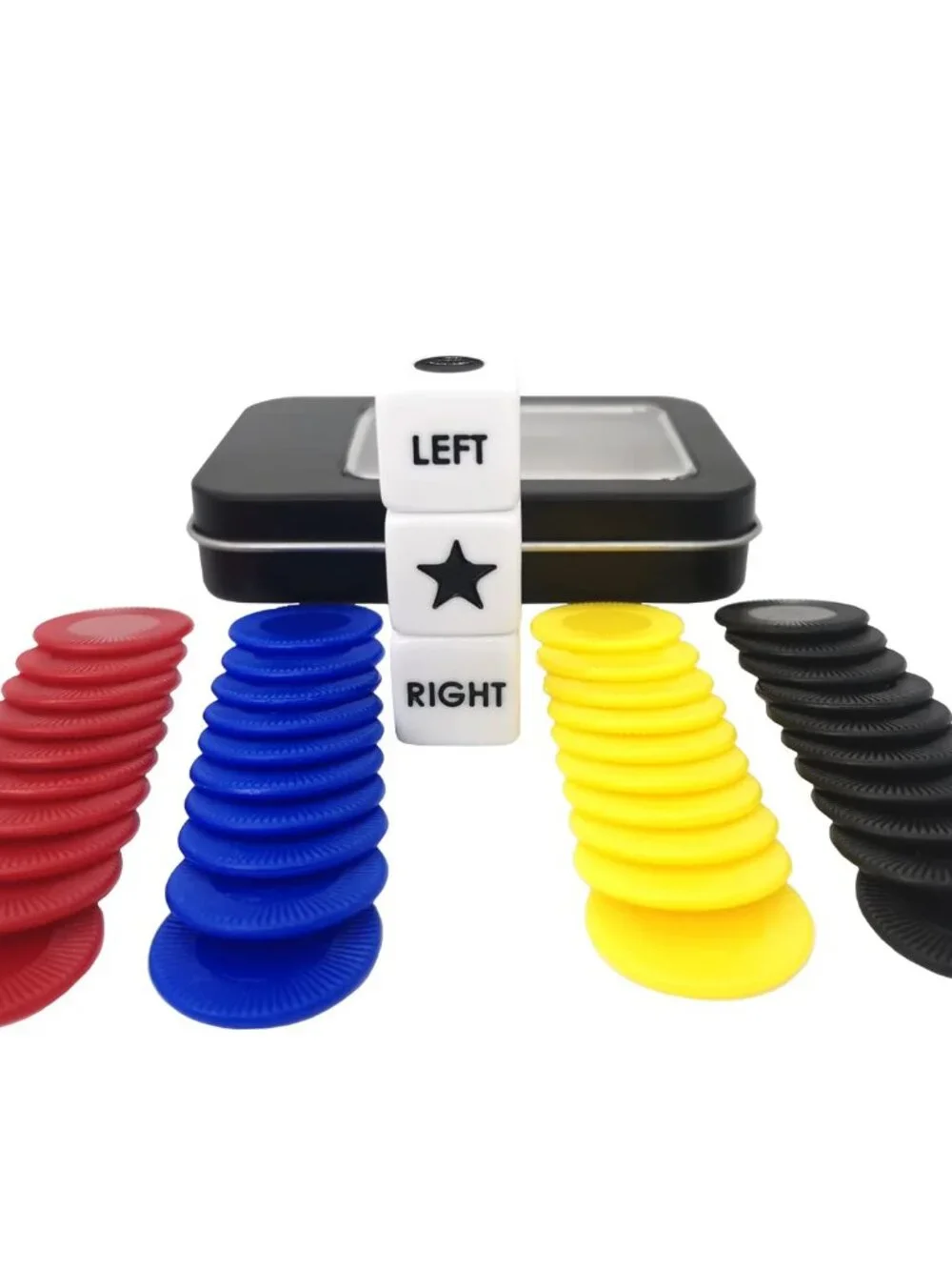Ahoper Left Right Center Dice Game Prime Set with 3 Dices + 40 Chips.Left on The